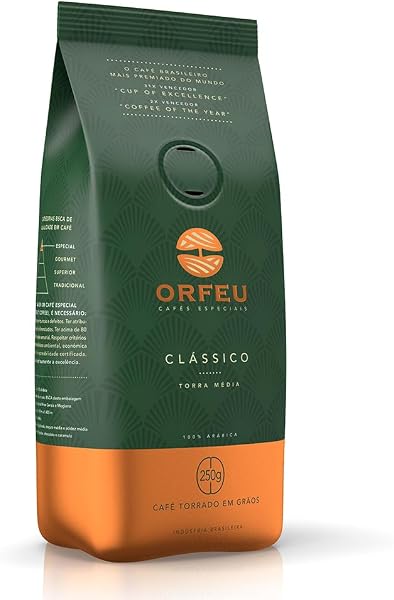 Orfeu Café Clássico em Grãos 100% Arábica Torra Média 250g